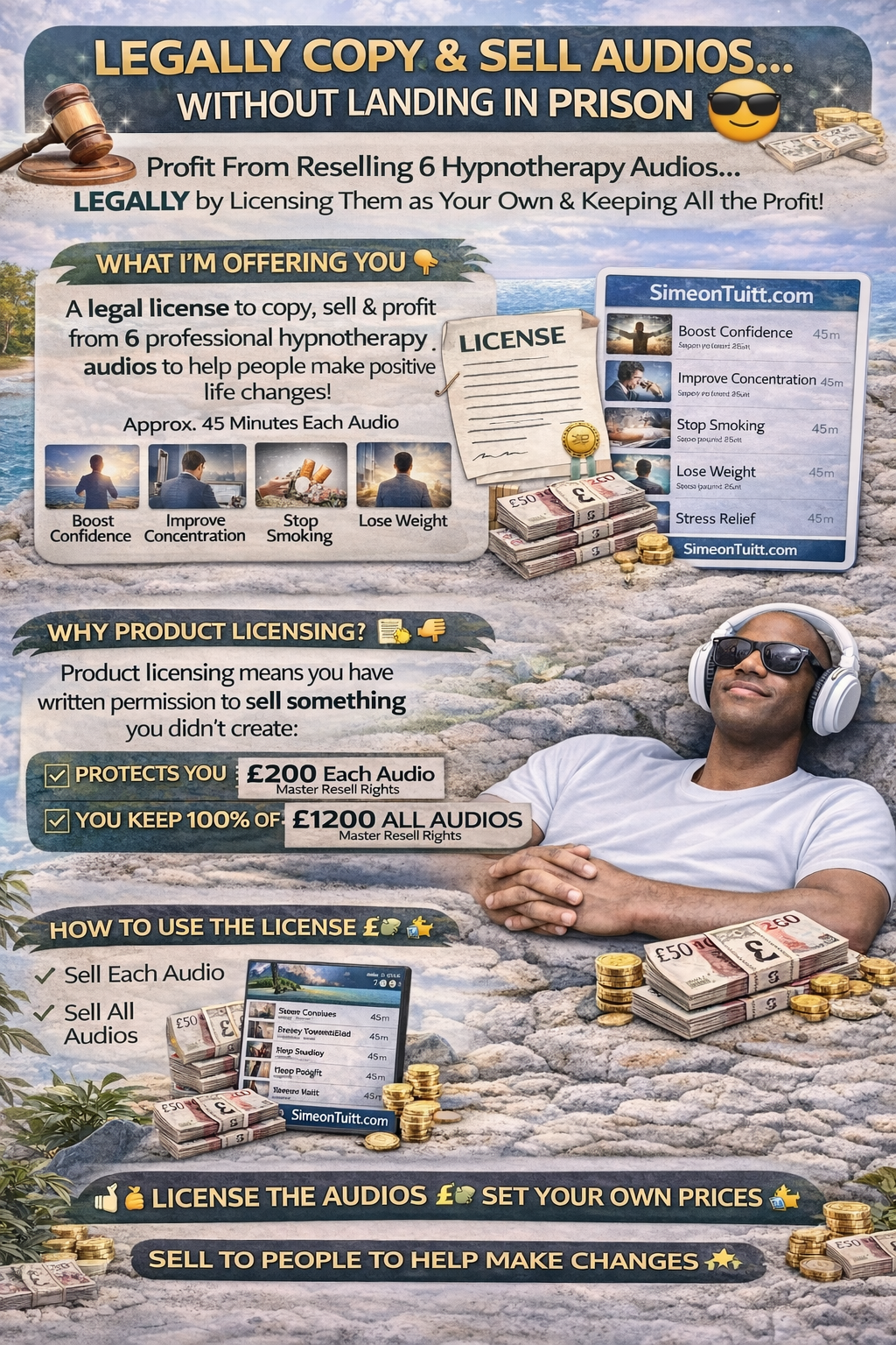 MASTER RESELL RIGHTS TO AUDIO HYPNOTHERAPY SESSIONS BY DOWNLOAD - AUDIOS AND REPRODUCTION LICENSING RIGHTS